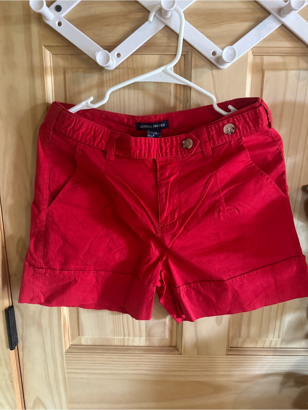Boston Proper Bright Red Cotton Bermuda Shorts new no tags sz 4